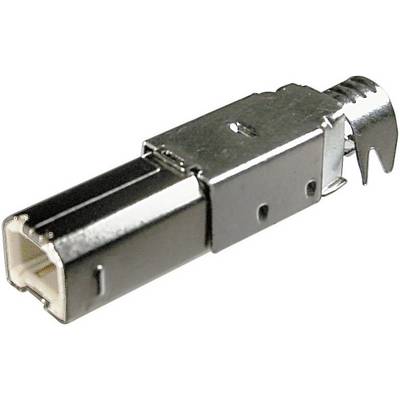 Une fiche métallique argentée avec un connecteur rectangulaire, souvent utilisée pour la transmission de données dans les équipements réseau.