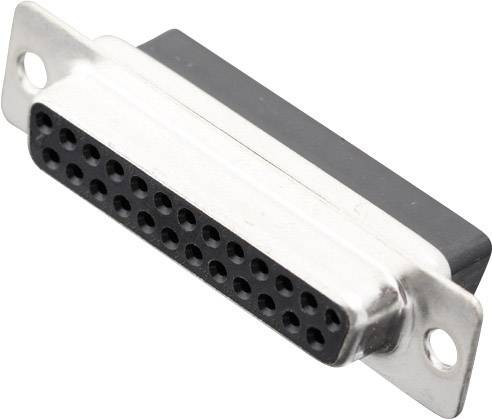 Un connecteur femelle D-Sub à 24 broches, typiquement utilisé pour les interfaces séries dans les ordinateurs et les équipements de communication.