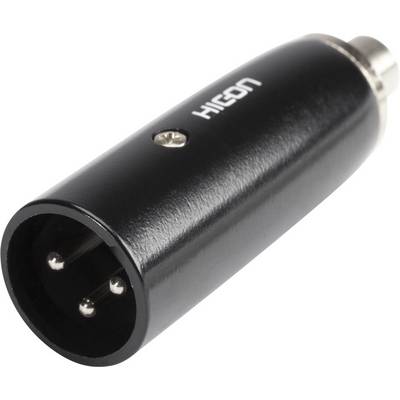 Connecteur XLR noir à trois broches, sérigraphié sur le côté avec le nom de marque 'HICON'. Adapté pour les connexions audio professionnelles.