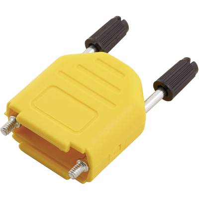 Connecteur électrique jaune avec deux bornes à vis noires en haut pour la fixation des câbles.