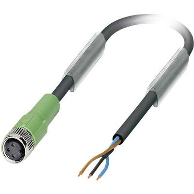 Un câble vert avec un connecteur multibroche circulaire à une extrémité et des fils dénudés à l'autre extrémité.