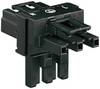 WAGO Distributeur en T Alimentation mâle - Alimentation femelle, Alimentation femelle Nombre total de pôles: 2 + PE noir 1 pc(s)