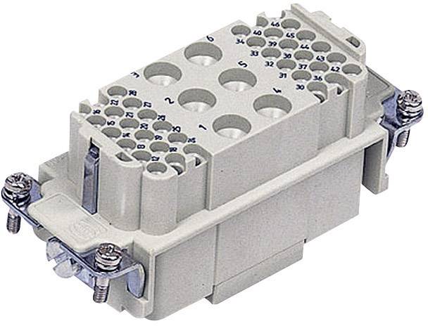 'Connecteur industriel multipôles numéroté. Boîtier en plastique gris avec fermetures à vis latérales.'
