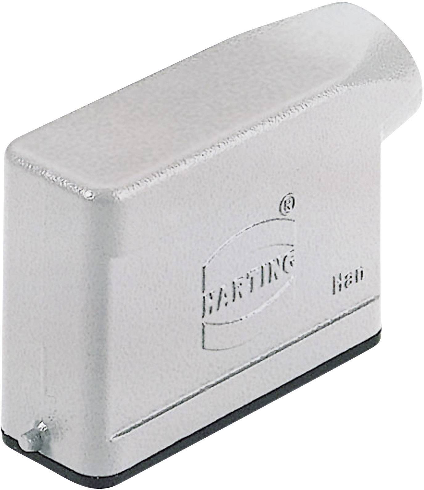 Boîtier métallique, rectangulaire, avec logo Harting et poignée lisse incurvée, conçu pour des connexions électriques industrielles.