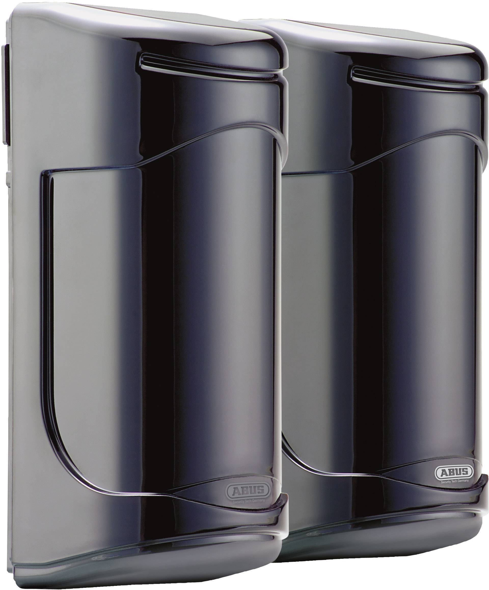 Deux boîtiers noirs d'extérieur, placés côte à côte. Ils sont lisses et semblent fabriqués dans un matériau brillant.