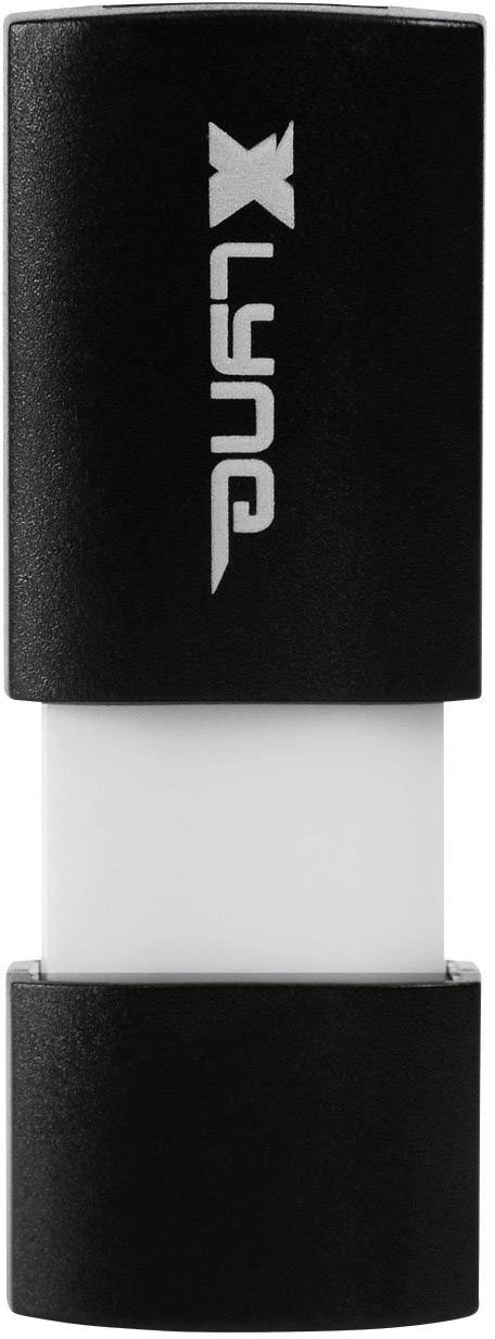 Une clé USB noire avec un connecteur blanc et le logo 'Xlyne' sur le dessus.