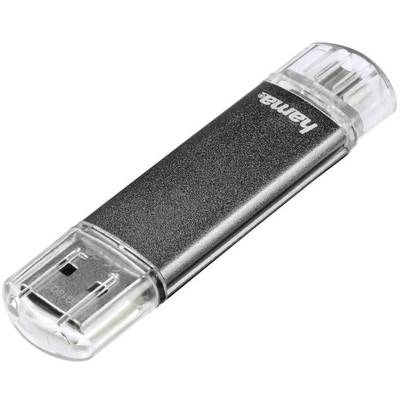 Mémoire supplémentaire USB pour smartphone/tablette Hama FlashPen "Laeta Twin" gris 64 GB USB 2.0, Micro USB 2.0