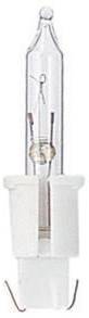 Lampe halogène individuelle dans un verre cylindrique avec un socle blanc, représentée verticalement.