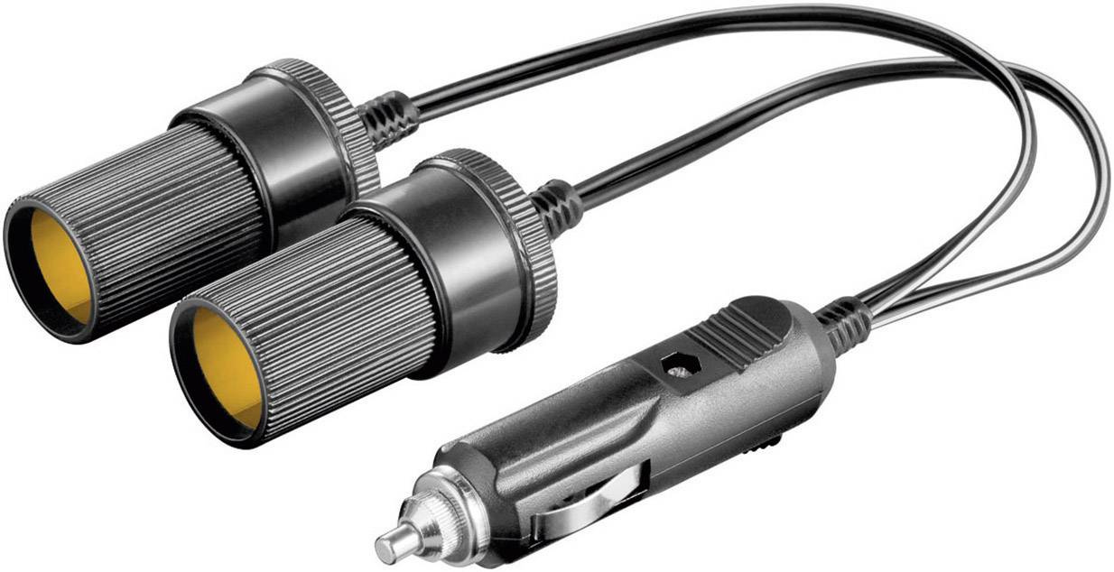 Répartiteur en Y Goobay voiture/allume-cigare, 12 V, 0,2 m - avec fusible 2,5 A, prise allume-cigare > 2x prise...-0