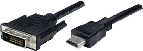Manhattan HDMI / DVI Câble adaptateur Fiche mâle HDMI-A, Fiche mâle DVI-D 24+1 pôles 1.80 m noir 372503-CG vissable Câble HDMI