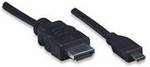 Câble HDMI haut débit avec Ethernet, HEC, ARC, 3D, 4K, HDMI mâle vers micro mâle, blindé, noir, 2 m (6,6 ft)
