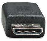 Un adaptateur noir avec une prise HDMI, conçu pour connecter des appareils tels que des ordinateurs et des écrans.