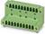 Connecteur vert à broches multiples disposées en deux rangées, adapté aux câblages électriques ou aux dispositifs électroniques.