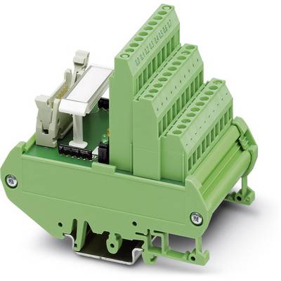 Unité de connexion modulaire verte avec bornes multiples et montage sur panneau arrière pour armoires électriques.