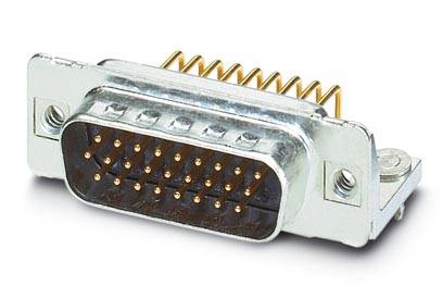Un connecteur argenté de forme rectangulaire avec plusieurs broches de contact dorées, adapté aux connexions d'appareils électroniques.