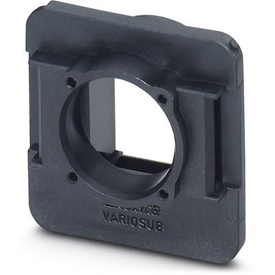 Cadre en plastique noir rectangulaire, nommé 'VARIOSUB', avec découpe circulaire centrale, utilisé pour les connexions enfichables.