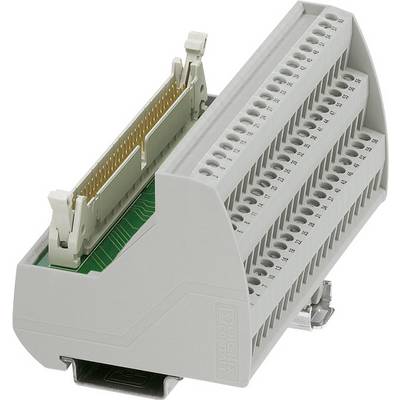 Un connecteur électrique gris à plusieurs bornes, adapté pour la connexion de câbles dans des applications techniques.
