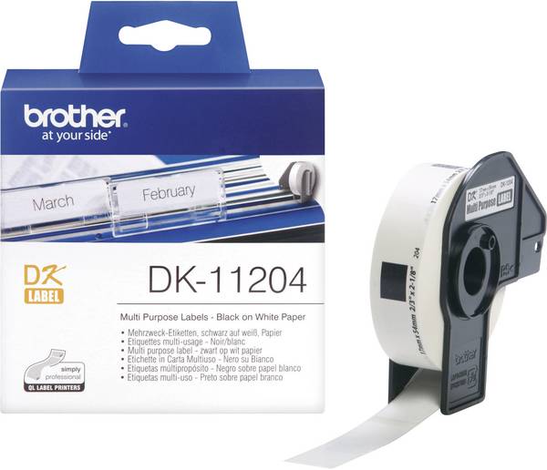 Brother DK-11204 Rouleau d'étiquettes 54 x 17 mm papier blanc 400 pc(s) fixation permanente DK11204 Etiquette pour adresse