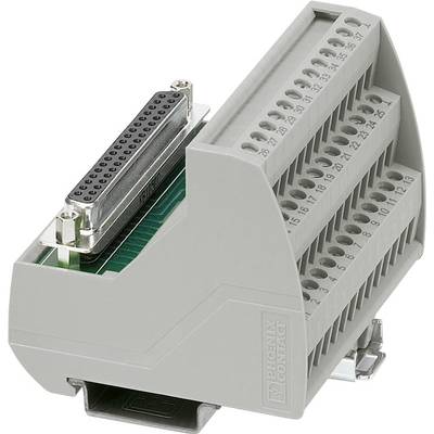 Connecteur électrique gris-vert avec bornes multi-rangées, adapté aux applications techniques.