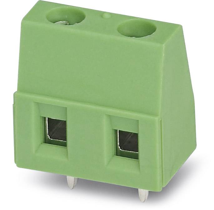 'Connecteur bipolaire vert, vue de face.'