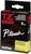 Cassette Brother 'P-touch', 9 mm, ID flexible TZ-FX621, texte noir sur ruban jaune, longueur 8 mètres ; face avant de l'emballage.