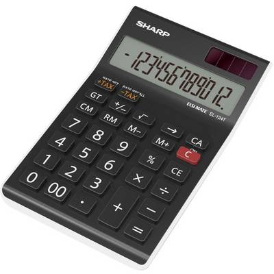 Sharp EL-124 TWH Calculatrice de bureau noir Ecran: 12 solaire, à pile(s) (l x H x P) 97 x 25 x 155 mm-0