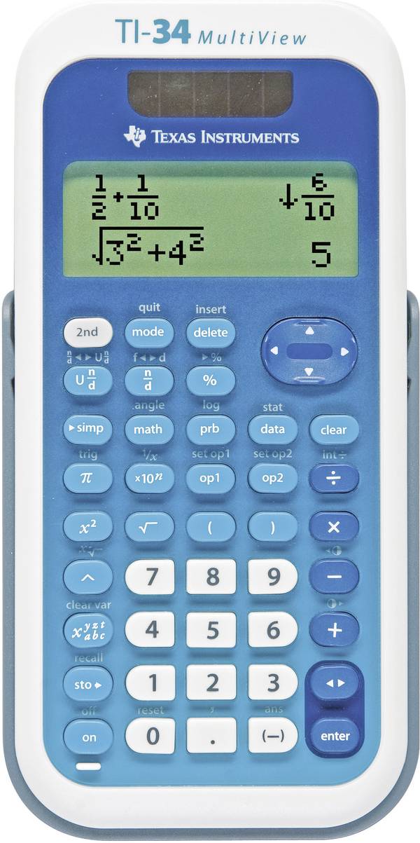 Texas Instruments TI-34 MULTIVIEW  Calculatrice scolaire blanc, bleu Ecran: 16 solaire, à pile(s) (l x H x P) 80 x 19 x 158 mm
