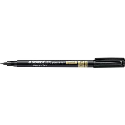 Marqueur permanent Staedtler Lumocolor noir à pointe fine, adapté à différentes surfaces, avec capuchon.