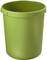 Poubelle en plastique vert de forme cylindrique, sans contenu visible. Adaptée à une utilisation domestique ou de bureau.