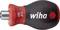 Poignée de tournevis avec l'inscription 'wiha', rouge et noir, surface antidérapante, compatible avec des embouts de 1/4 de pouce.