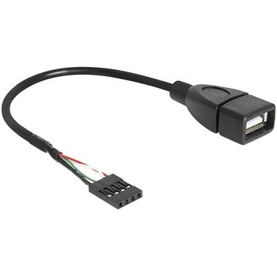 Delock Câble USB USB 2.0 En-tête de broche 4 pôles, USB-A femelle 0.20 m noir certifié UL 83291