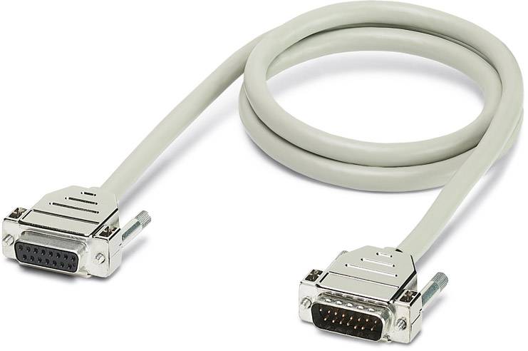 Un câble null modem gris série avec deux connecteurs DB9, utilisé pour la transmission de données entre ordinateurs.