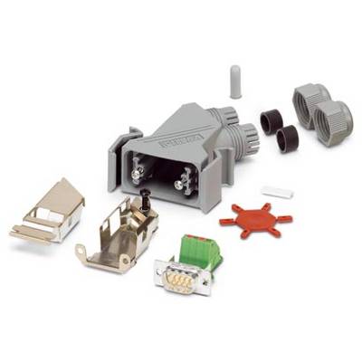 'Kit de connecteur multipôle avec boîtier, cosses métalliques, vis et accessoires.'
