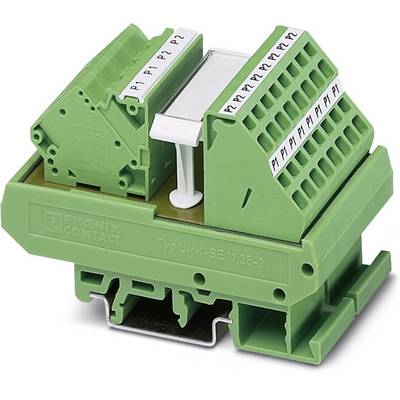 Connecteur vert de Phoenix Contact avec plusieurs embranchements et étiquette 'P1', idéal pour le câblage industriel.