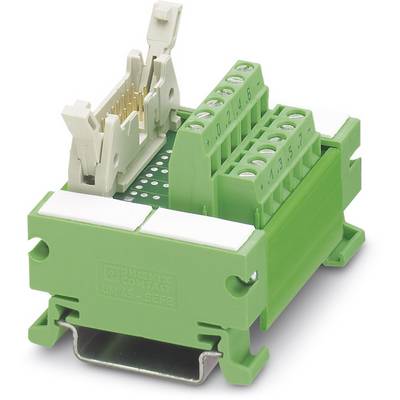 Bloc de raccordement vert avec plusieurs bornes et une fiche mâle ouverte. Utilisé dans les circuits électriques pour connecter des câbles.