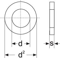 Dessin technique d'un composant avec un cercle et un rectangle. Les dimensions C et S sont indiquées, détails importants pour la construction.