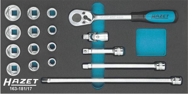 Hazet  Jeu de clés à douille métrique 3/8" (10 mm) 17 pièces 163-181/17