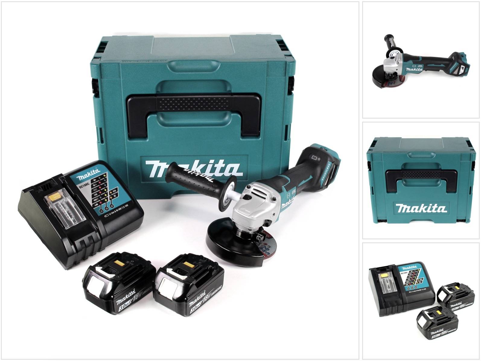 Meuleuse d'angle 18V diam125 mm -2x3,0 Ah- en MAKPAC - MAKITA DGA517RFJ-2-0