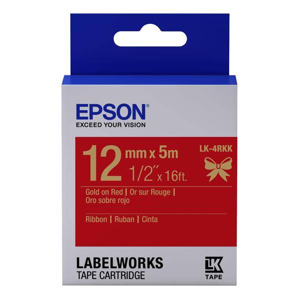 EPSON LK-4RKK Ruban satin Or/Rouge 12/5
