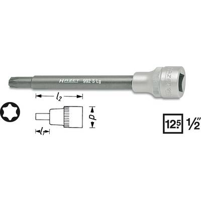 Douille à profil Torx T55, indiquant les dimensions et le profil, marque 'Hazet', taille '1/2 pouces', adaptée aux systèmes d'entraînement de 12,5 mm.