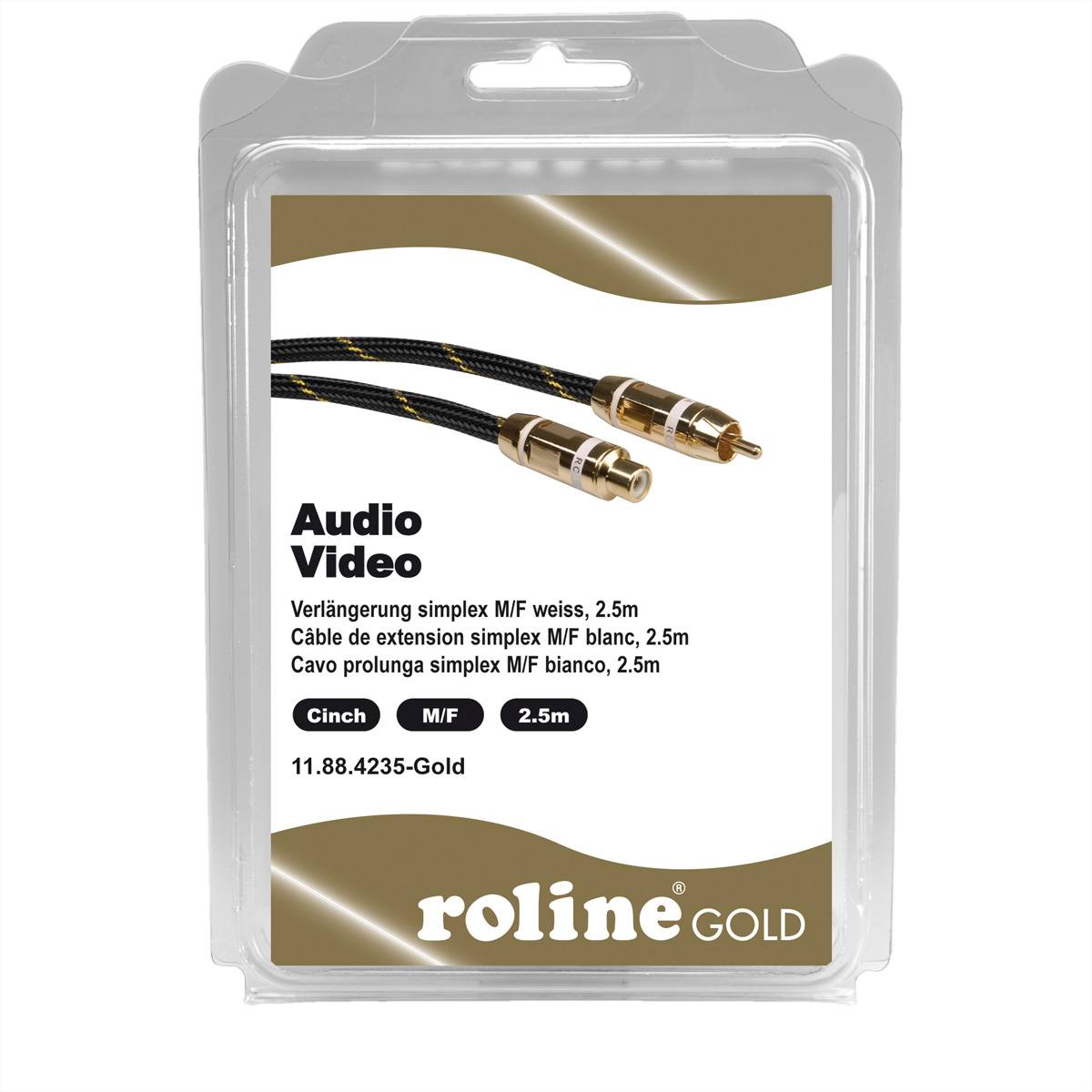 Roline Cinch-RCA audio Câble de raccordement [1x Cinch-RCA mâle - 1x Cinch-RCA femelle] 2.50 m noir/or-1