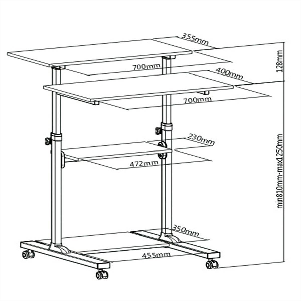 ROLINE Poste de travail pour station debout, noir/gris-1