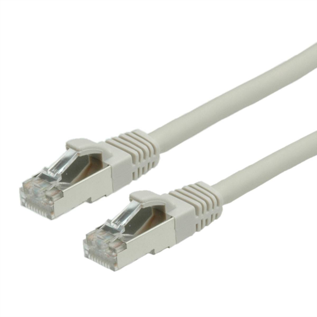 Value 21.99.0438 RJ45 Câble réseau, câble patch CAT 6 S/FTP 30.00 m gris ignifuge, sans halogène, avec cliquet d'encastr-0