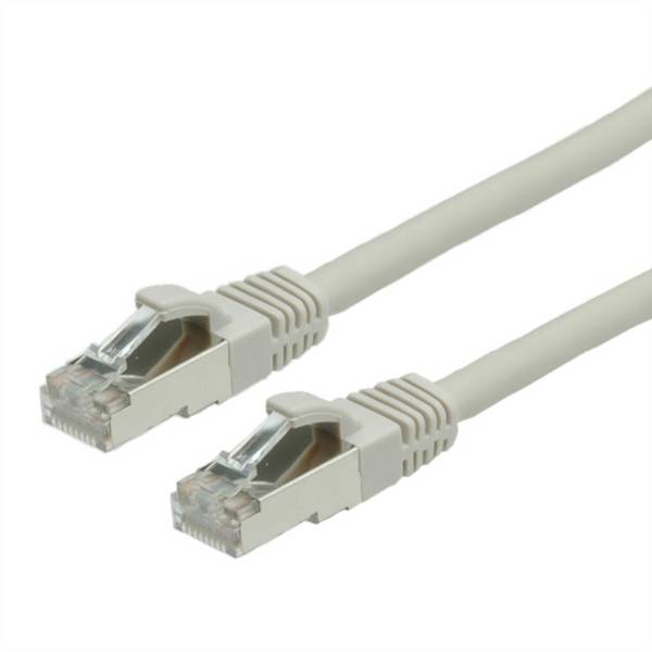 Value 21.99.0438 RJ45 Câble réseau, câble patch CAT 6 S/FTP 30.00 m gris ignifuge, sans halogène, avec cliquet d'encastrement, contacts dorés 1 pc(s)