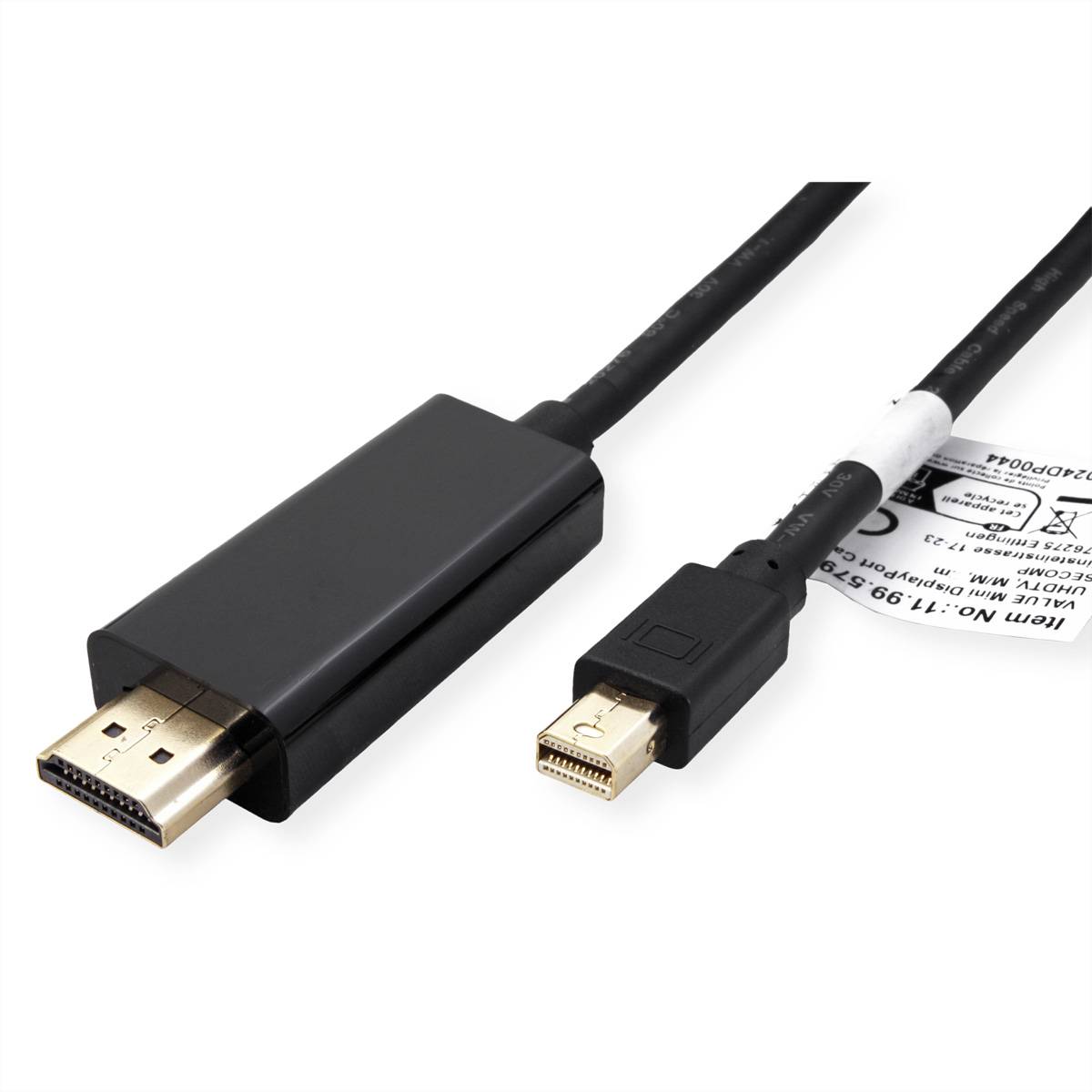 VALUE Mini DisplayPort Câble, Mini DP - UHDTV, M/M, noir, 3 m-1