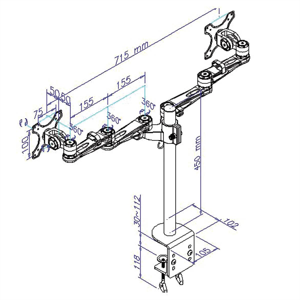Value Support de table pour écran inclinable, réglable en hauteur, rotatif-1