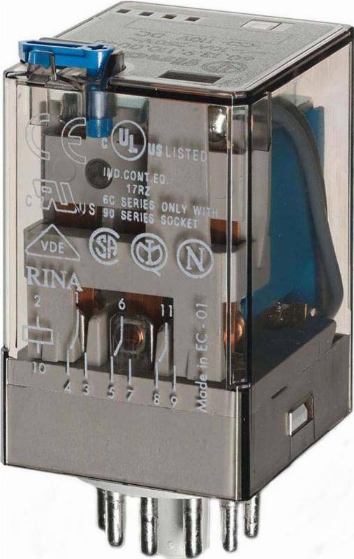 Relais Enfichable Finder 24V DC - 30A - 2 Contacts Inverseurs (RT) - Référence 66.82.9.024.0000 - Neuf