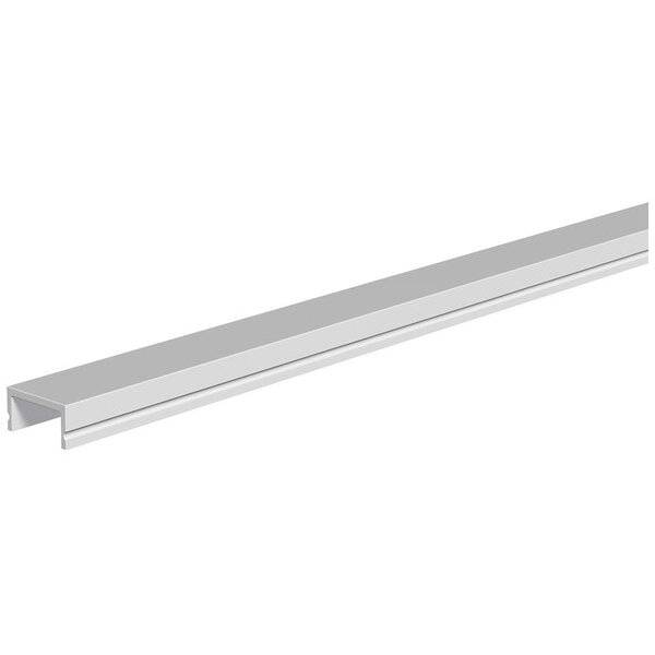 Un profilé métallique allongé, blanc, en forme de U, couramment utilisé pour des fixations ou comme rail dans diverses constructions.