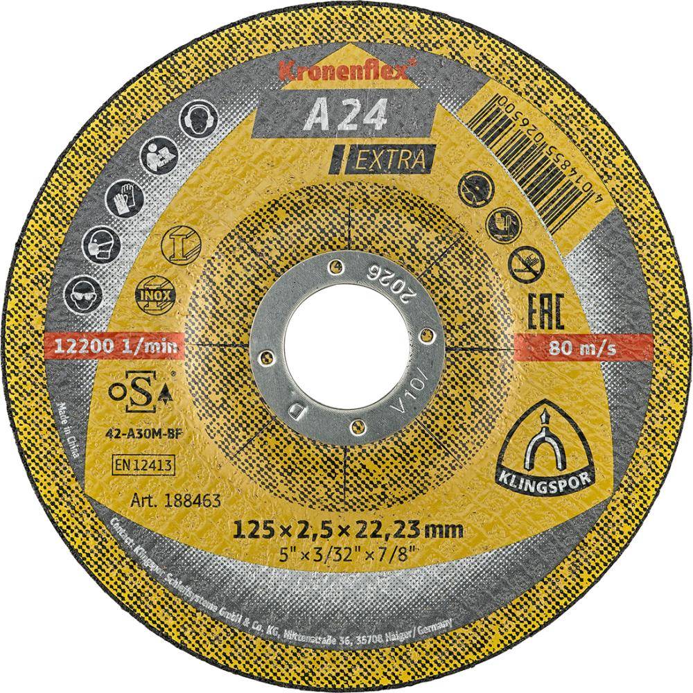 Disque à tronçonner Ø125mm A 24 EX pour métal - Klingspor 188463 .-0