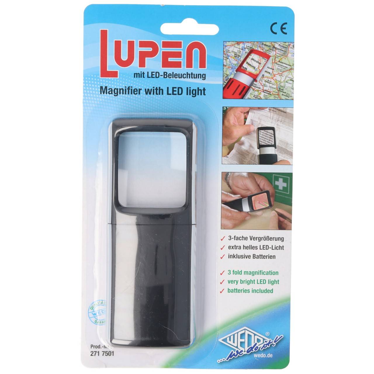 Loupe avec éclairage LED et grossissement 3x Couleur Noir-0